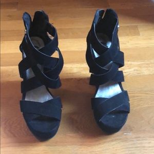 Black wedge sandals